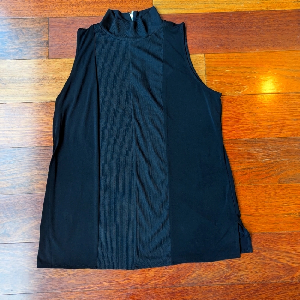 Worthington Black Mock Turtle Neck Sleeveless Top